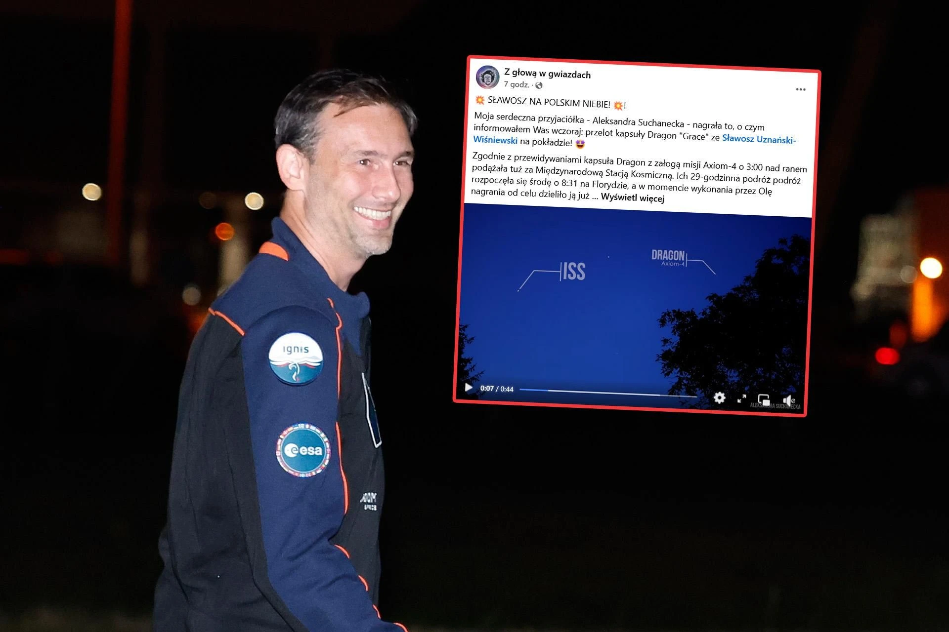 NIEPOWTARZALNE WIDEO Odlotowe nagranie! Kapsuła ze Sławoszem widoczna na polskim niebie. 