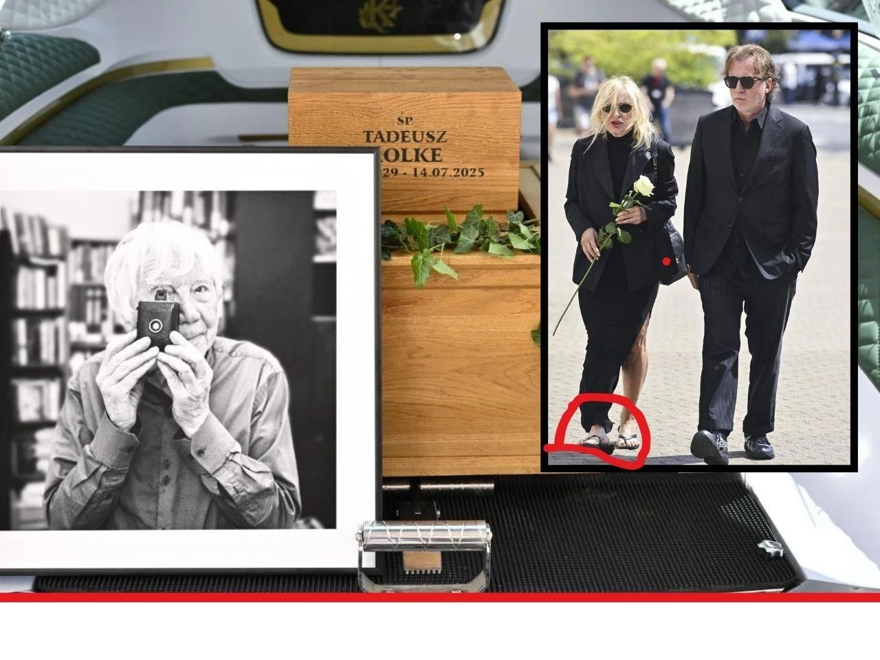 Znała fotografa osobiście Pogrzeb Tadeusza Rolkego. Pogrążona w smutku Monika Olejnik w japonkach i z odkrytą …