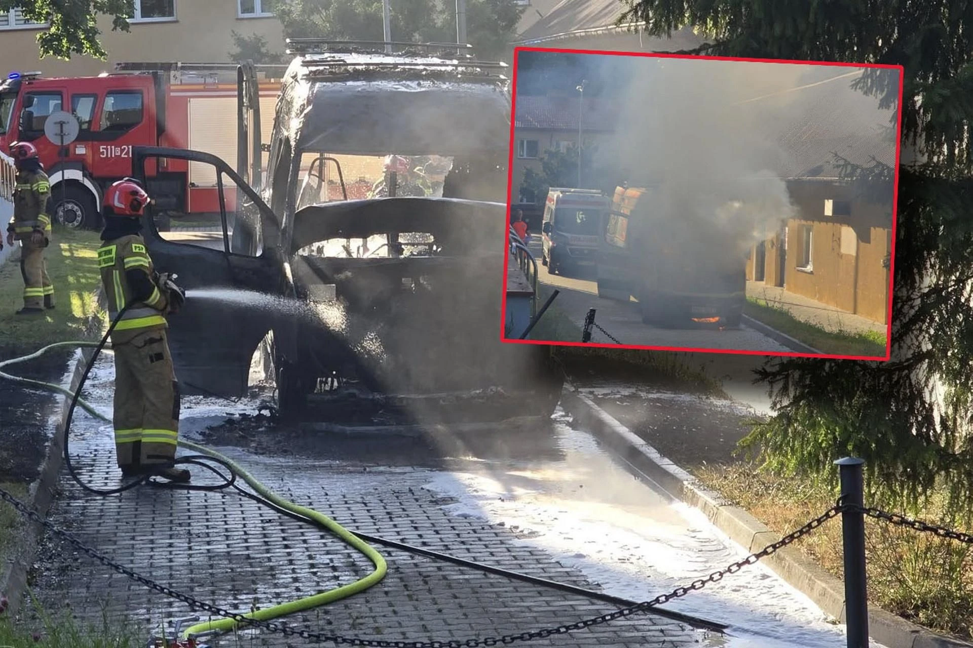 chwile grozy! Eksplozje i słup dymu nad Niskiem. Przed SOR-em spłonęła karetka!