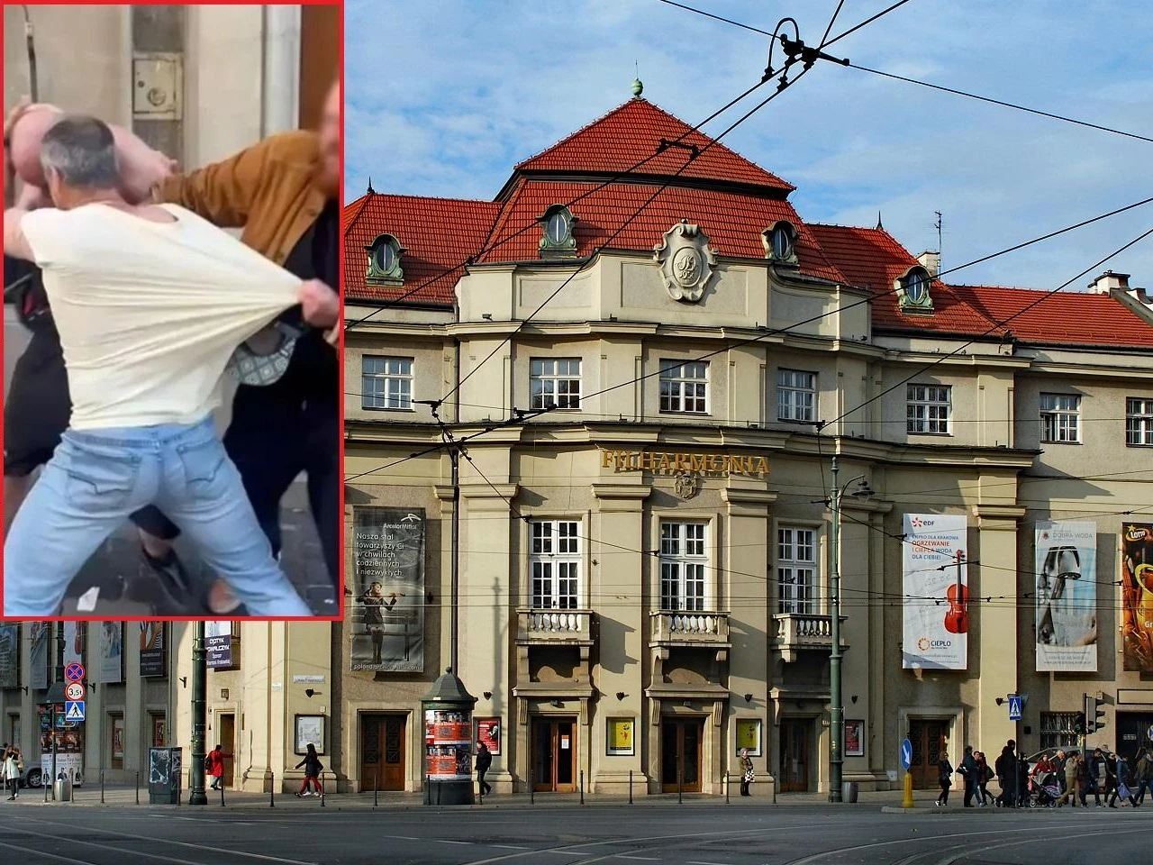 Incydent przy Filharmonii Krakowskiej Były policjant zaatakowany przez cudzoziemców. 