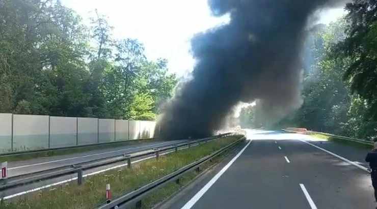 Szczecin. Pożar czołgów na A6