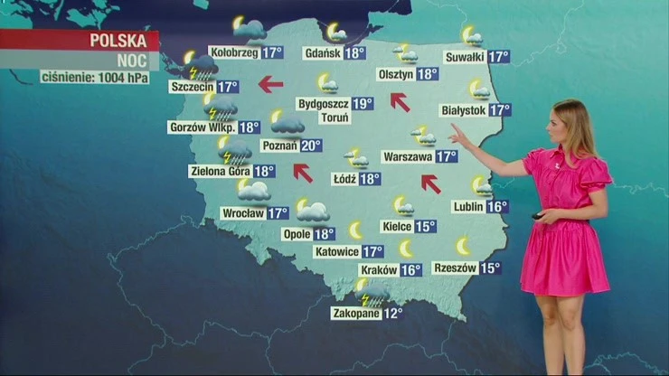 Prognoza pogody - sobota, 19 czerwca - wieczór