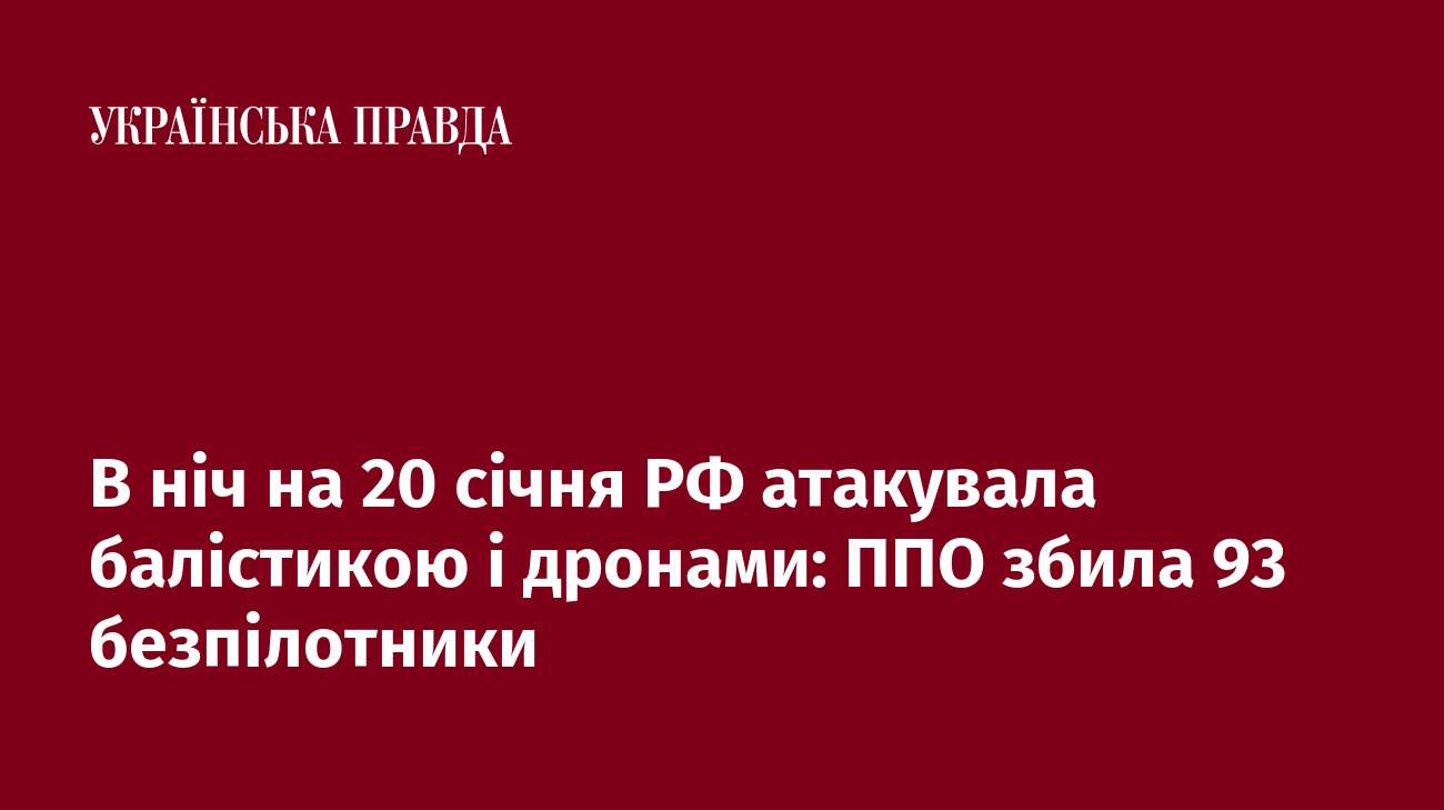 В ніч на 20 січня РФ атакувала балістикою і дронами: ППО збила 93 безпілотники