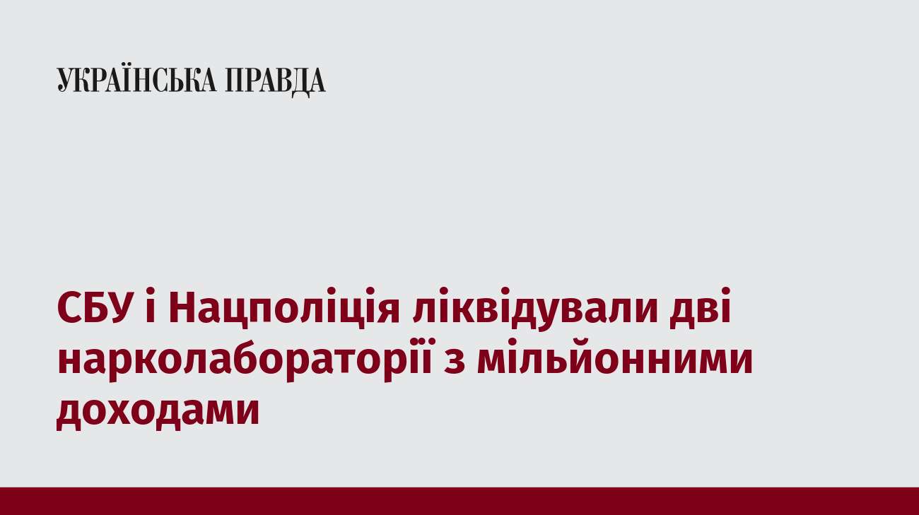 СБУ і Нацполіція ліквідували дві нарколабораторії з мільйонними доходами