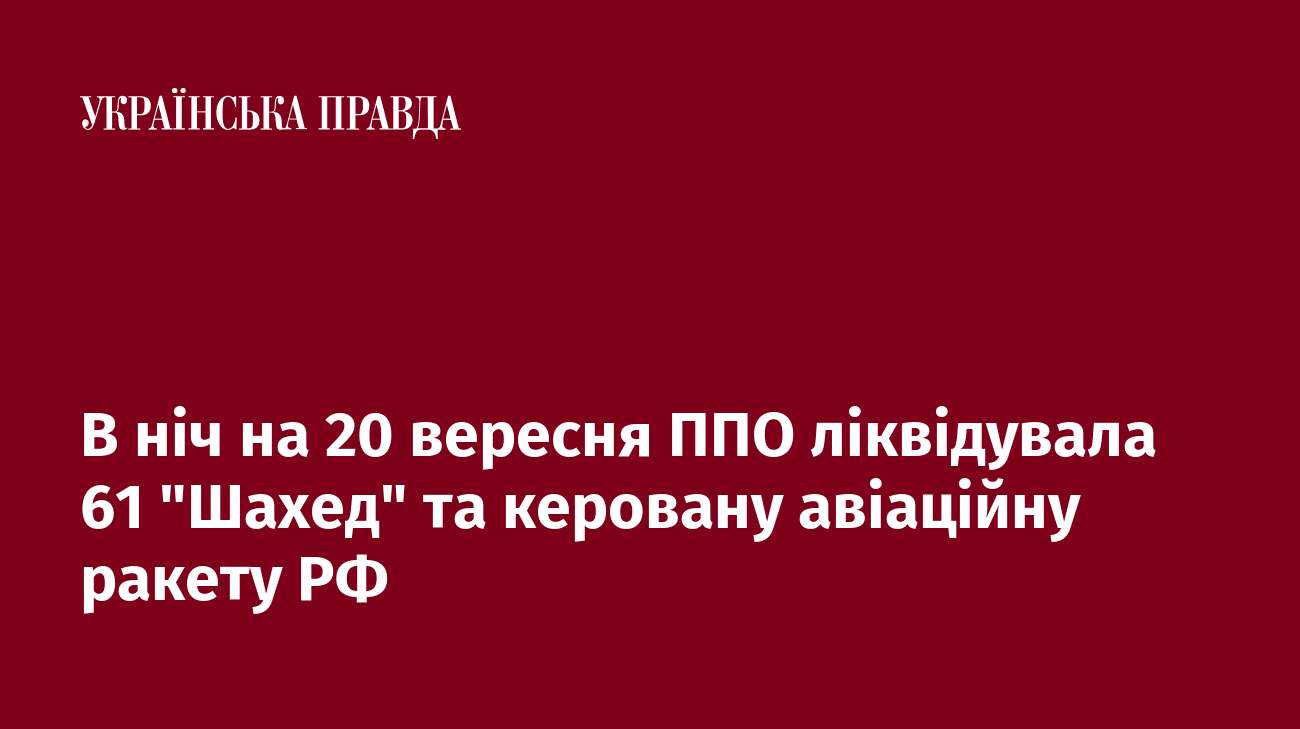 В ніч на 20 вересня ППО ліквідувала 61 