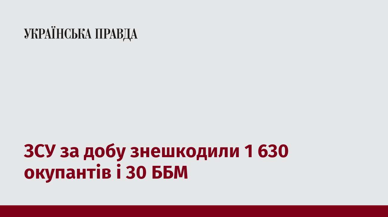 ЗСУ за добу знешкодили 1 630 окупантів і знищили 30 ББМ