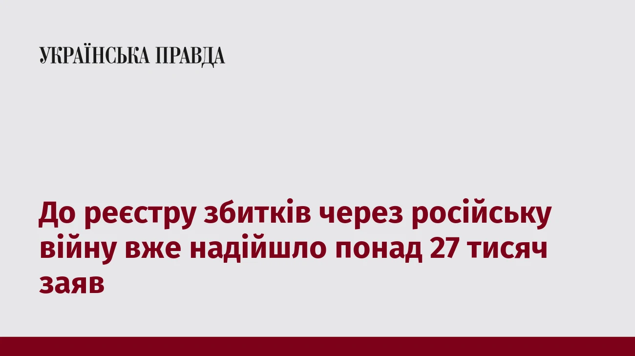 До реєстру збитків через російську війну вже надійшло понад 27 тисяч заяв