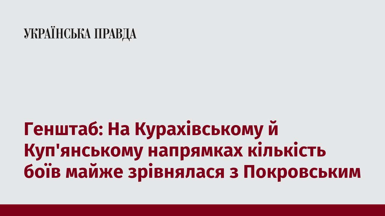 Генштаб: На Курахівському й Куп'янському напрямках кількість боїв майже зрівнялася з Покровським