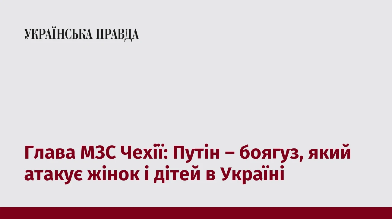 Глава МЗС Чехії: Путін – боягуз, який атакує жінок і дітей в Україні