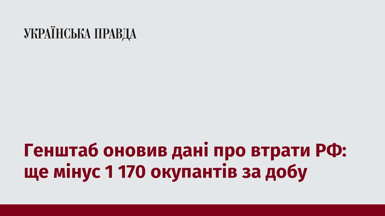 Генштаб оновив дані про втрати РФ: ще мінус 1 170 окупантів за добу