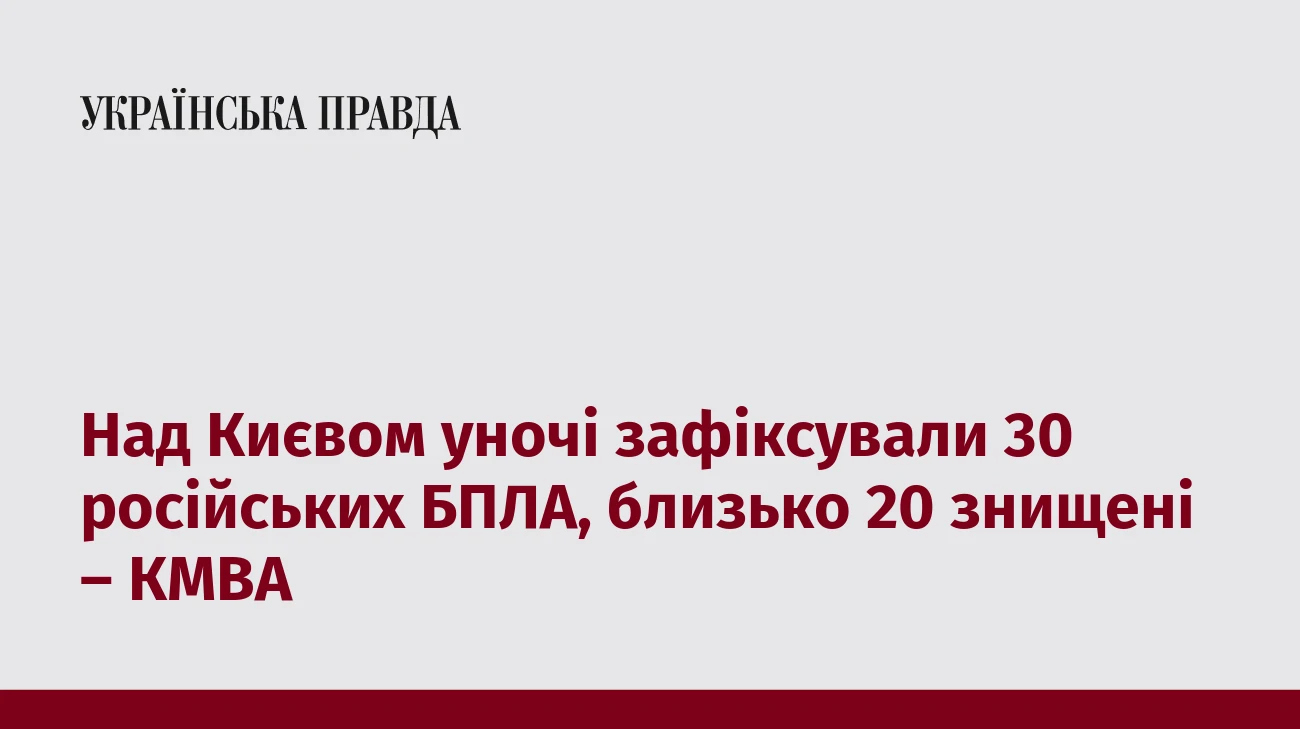 Над Києвом уночі зафіксували 30 російських БПЛА, близько 20 знищені – КМВА