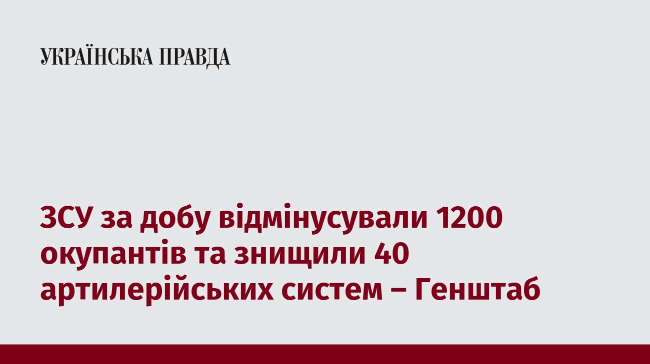 ЗСУ за добу відмінусували 1200 окупантів та знищили 40 артилерійських систем – Генштаб