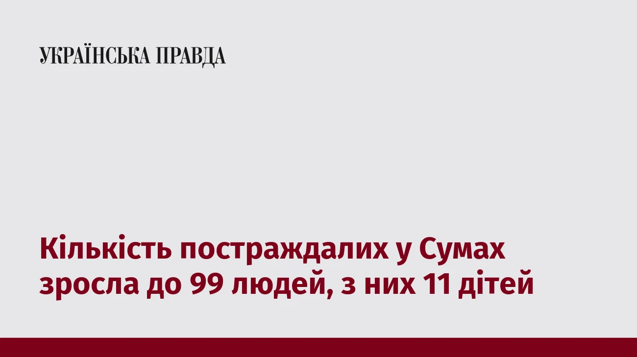 Кількість постраждалих у Сумах зросла до 99 людей, з них 11 дітей