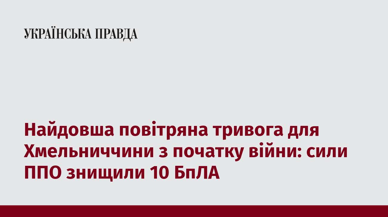 Найдовша повітряна тривога для Хмельниччини з початку війни: сили ППО знищили 10 БпЛА