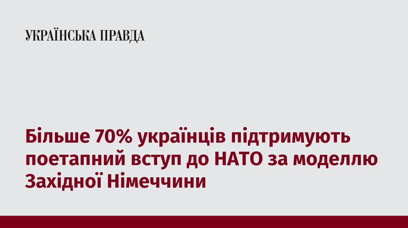 Більше 70% українців підтримують поетапний вступ до НАТО за моделлю Західної Німеччини