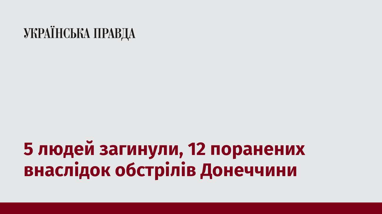 5 людей загинули, 12 поранених внаслідок обстрілів Донеччини