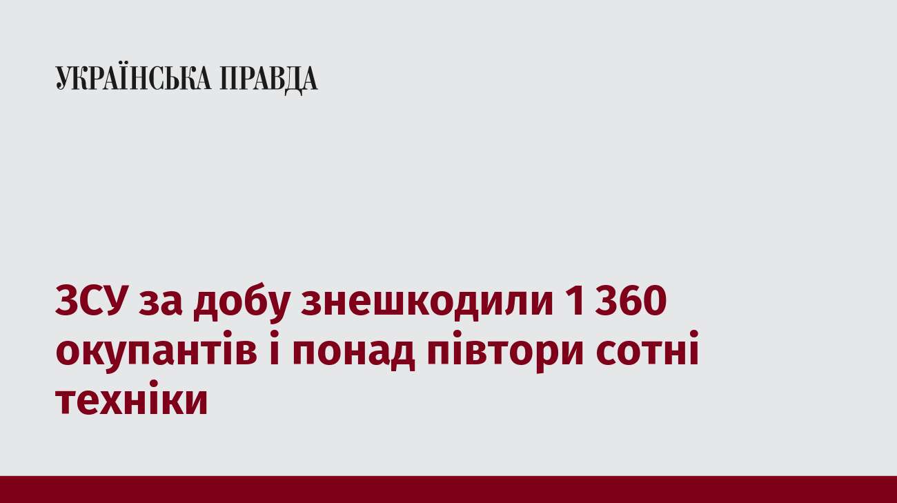 ЗСУ за добу знешкодили 1 360 окупантів і понад півтори сотні техніки