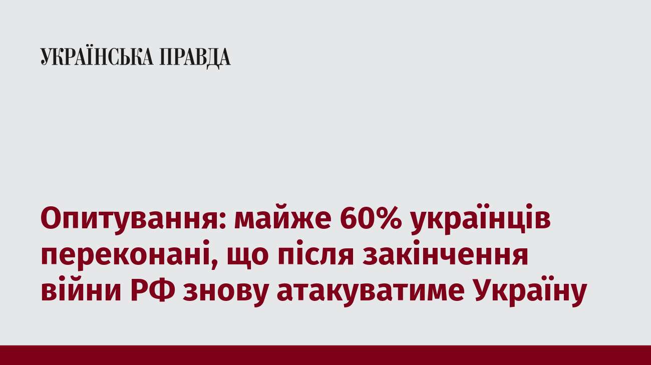 Опитування: майже 60% українців переконані, що після закінчення війни РФ знову атакуватиме Україну