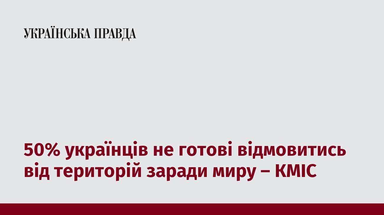 50% українців не готові відмовитись від територій заради миру – КМІС