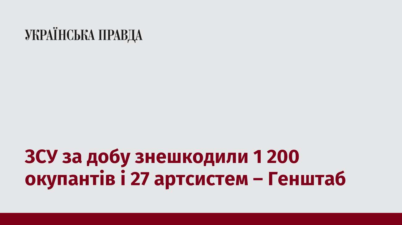 ЗСУ за добу знешкодили 1 200 окупантів і 27 артсистем – Генштаб