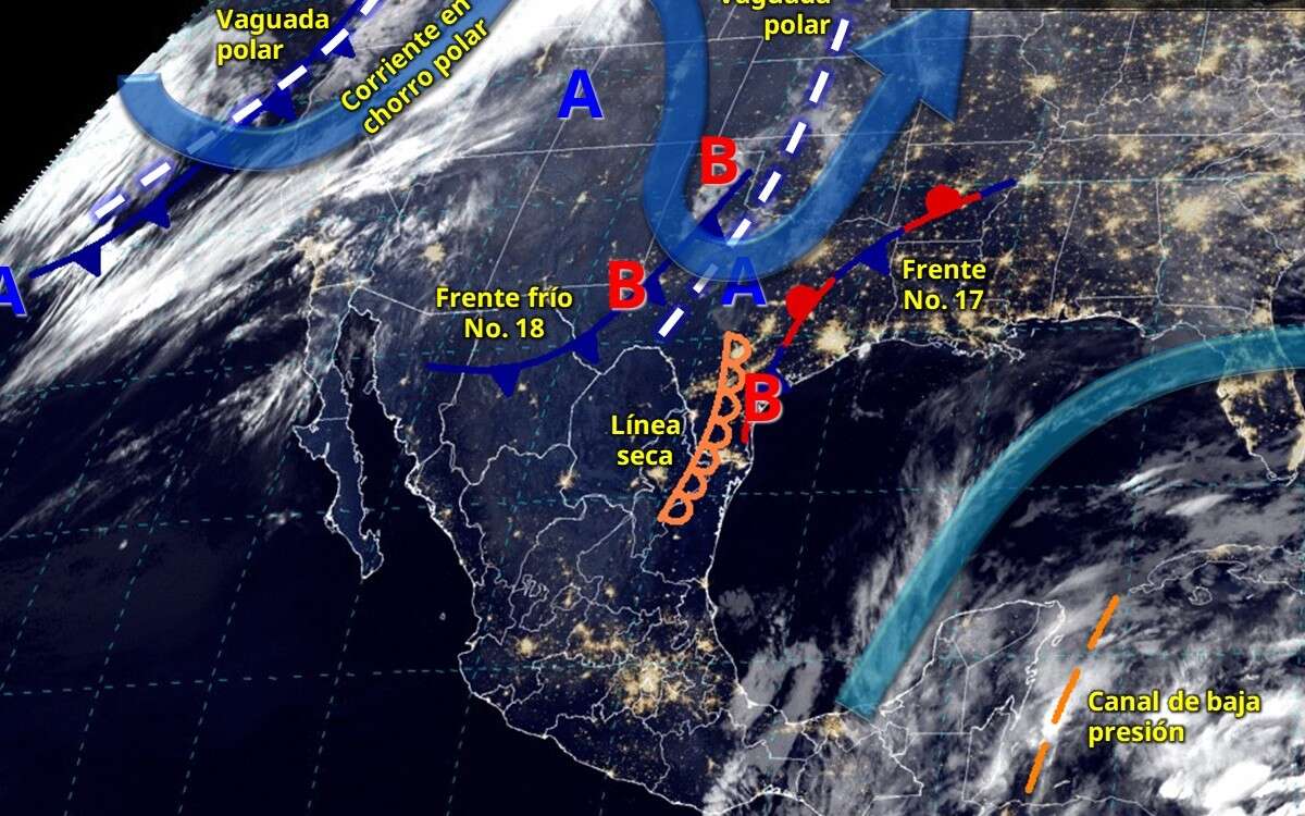 ‘Vaguada polar’ se extenderá sobre el norte de la República; lluvias en el sur