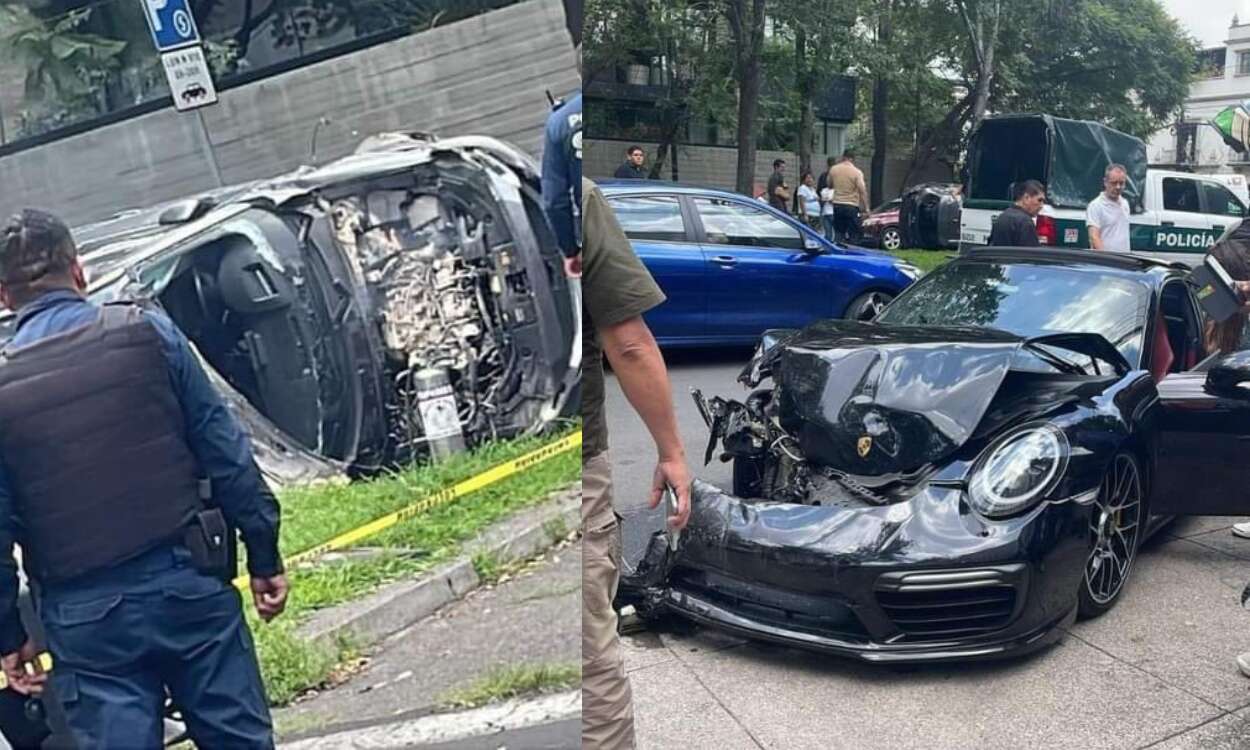 Video | Porsche choca y vuelca camioneta en Polanco; conductor huye