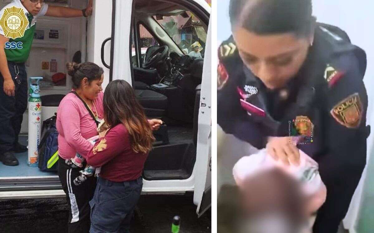 Policía da primeros auxilios a bebé y la salva de asfixiarse