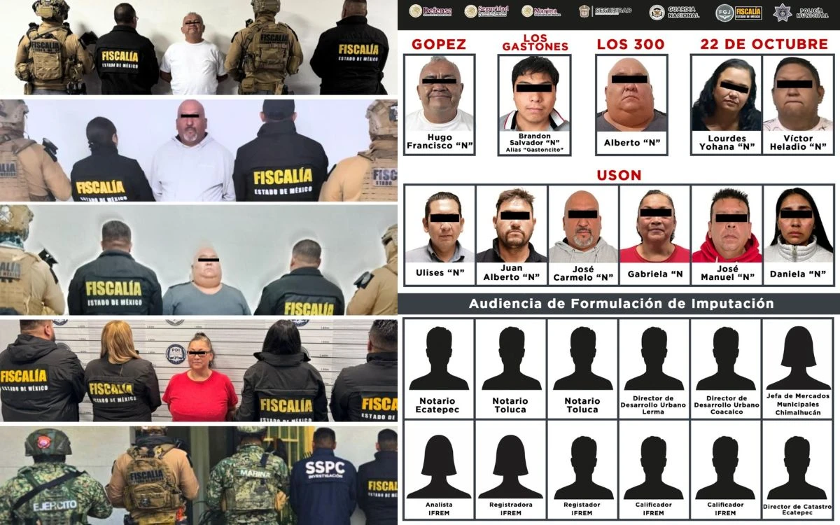 Edomex | Caen 23 miembros sindicales, funcionarios y notarios por red de despojo