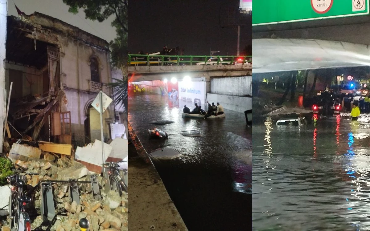Lluvia colapsa CDMX; inundaciones dejan autos bajo el agua y edificio desplomado en la Roma | Videos