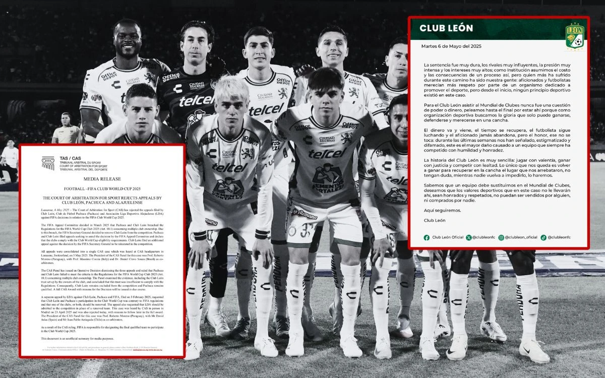 El Club León queda fuera del Mundial de Clubes tras decisión del TAS