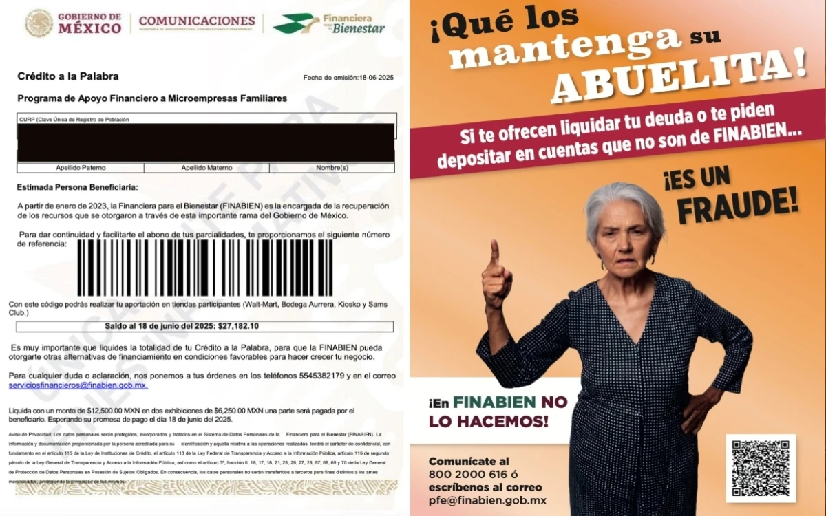 ¿Te ofrecen otro ‘Crédito a la palabra’ o ‘Tanda del Bienestar’? Es un fraude: Finabien no perdona adeudos para dar un segundo apoyo