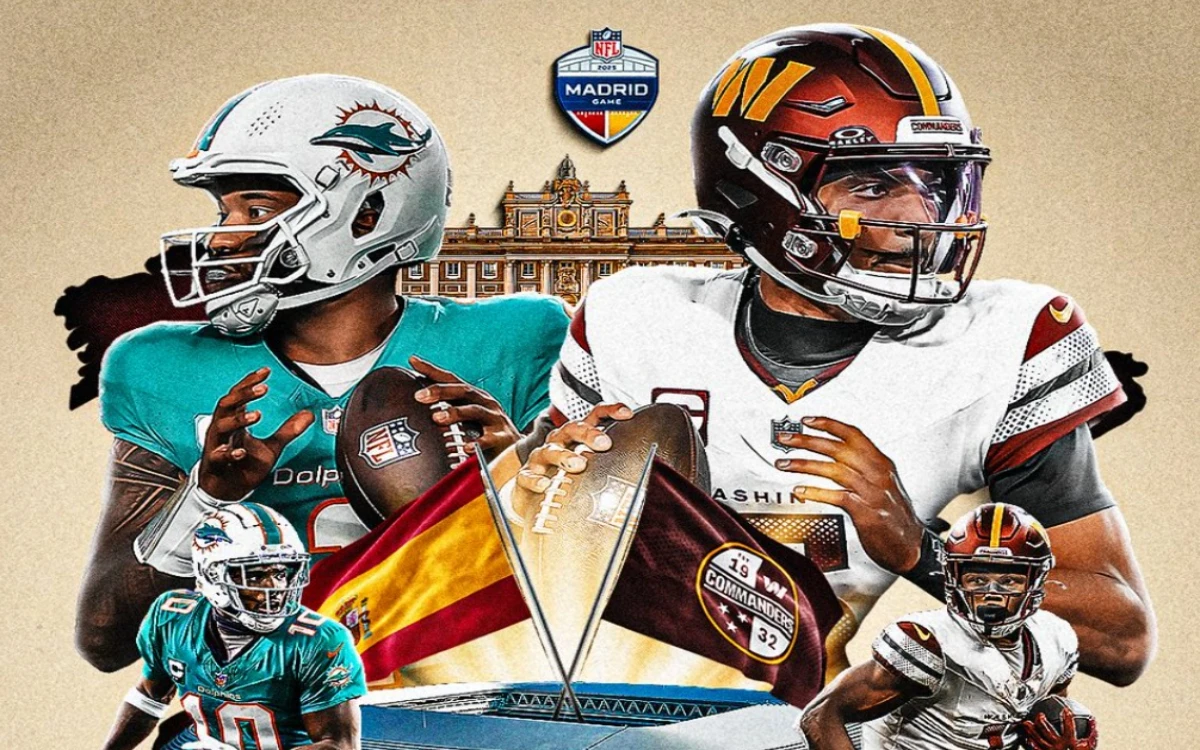 NFL: Chocarán Dolphins y Commanders en el Estadio Santiago Bernabéu