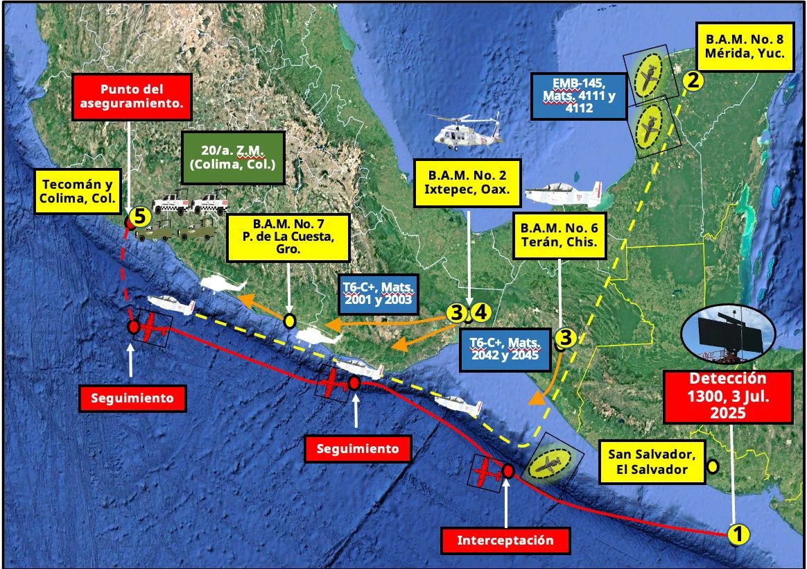 México aclaró que la aeronave interceptada con cocaína no tiene vínculo con El Salvador