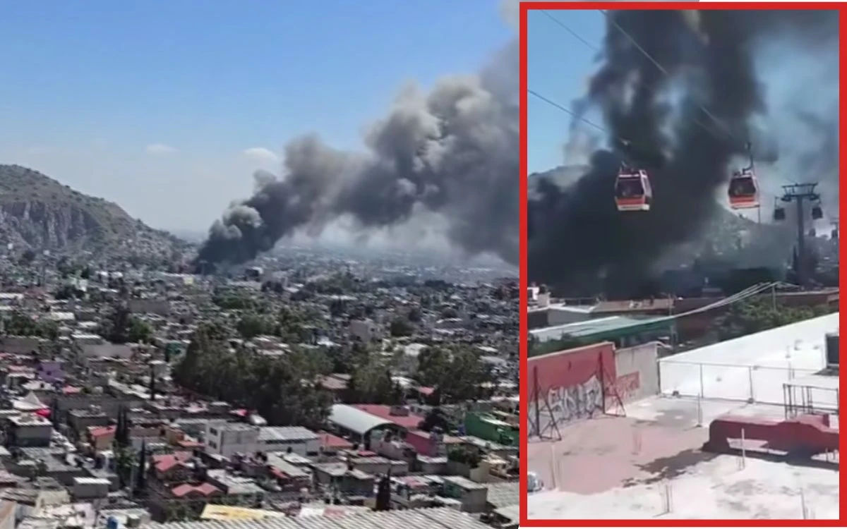 Se incendia fábrica de colchones en Ecatepec; estaciones de Mexicable son afectadas