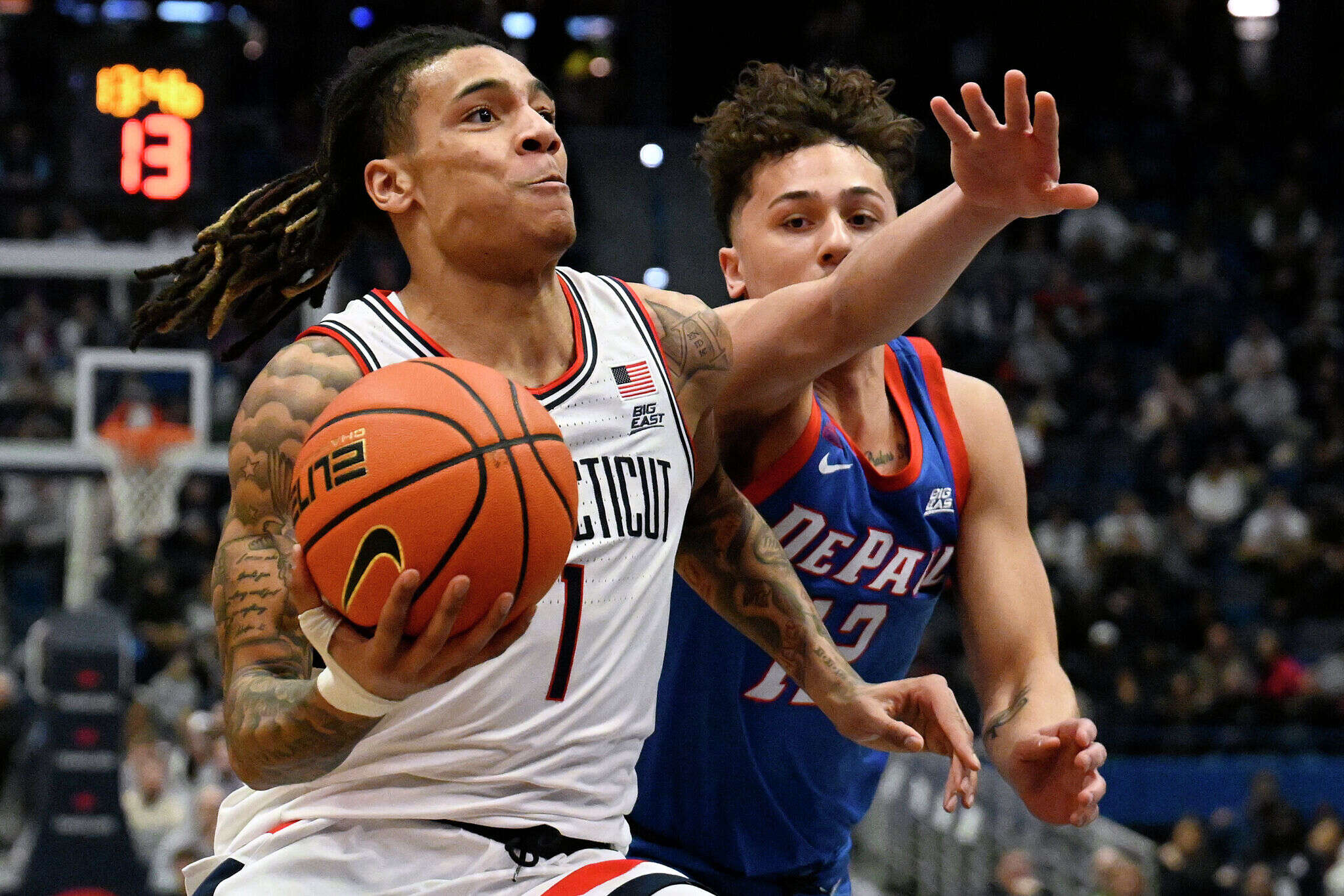 Ball, Reed lead UConn men's second-half comeback win over DePaul