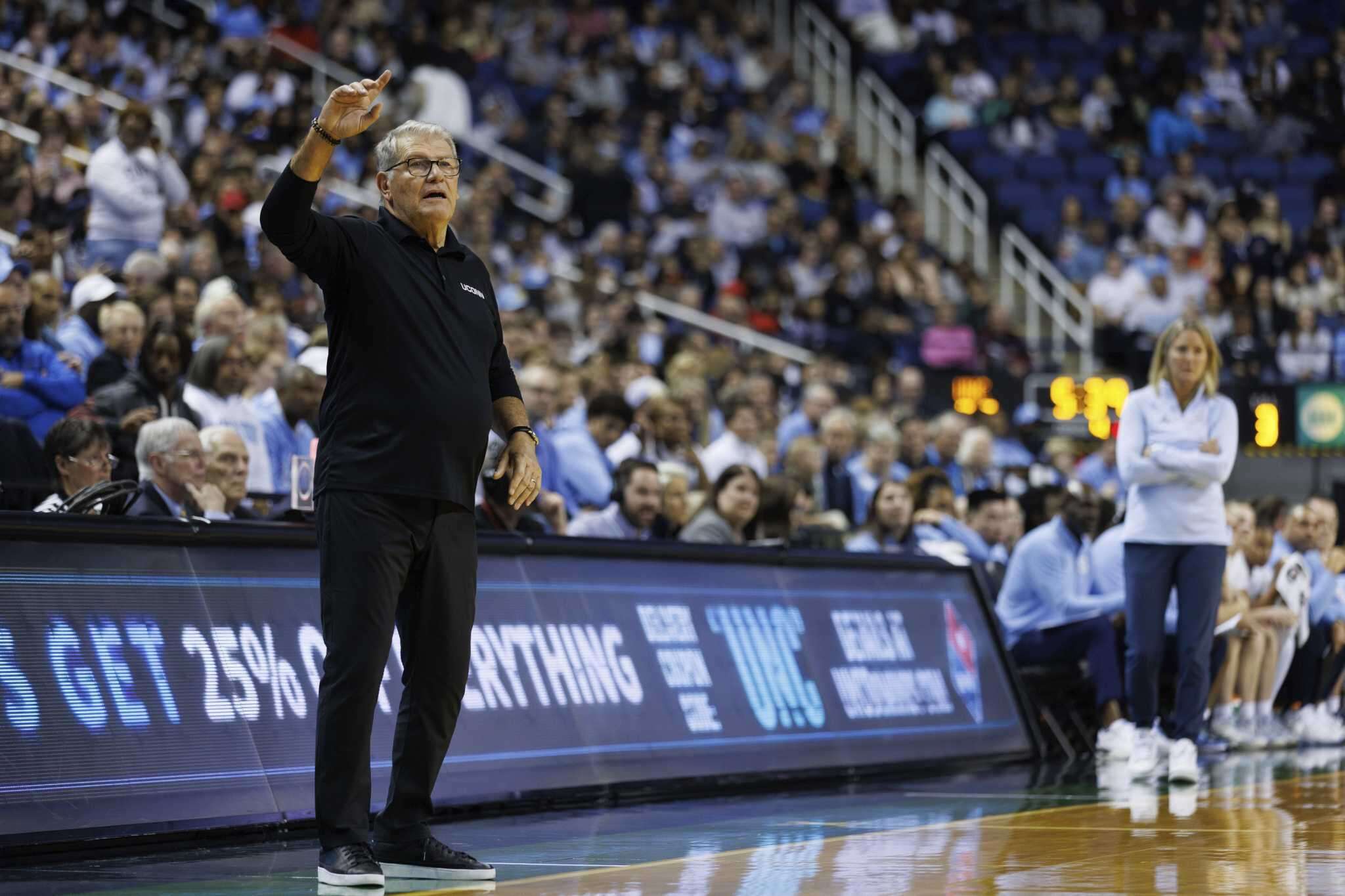 UConn's Geno Auriemma ties NCAA Division I record with 1,216th win as No. 2 Huskies top No. 14 UNC