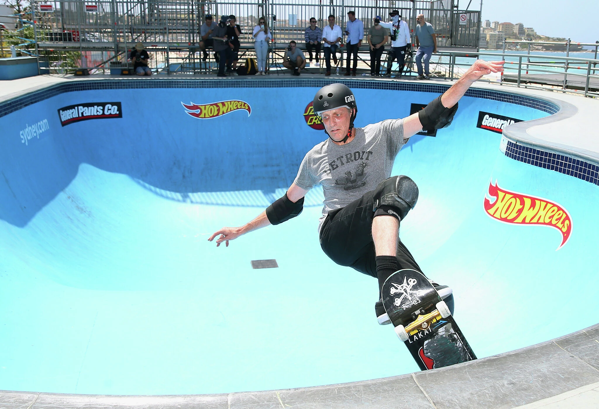 Skateboarder Tony Hawk brings his moves to a Connecticut skatepark