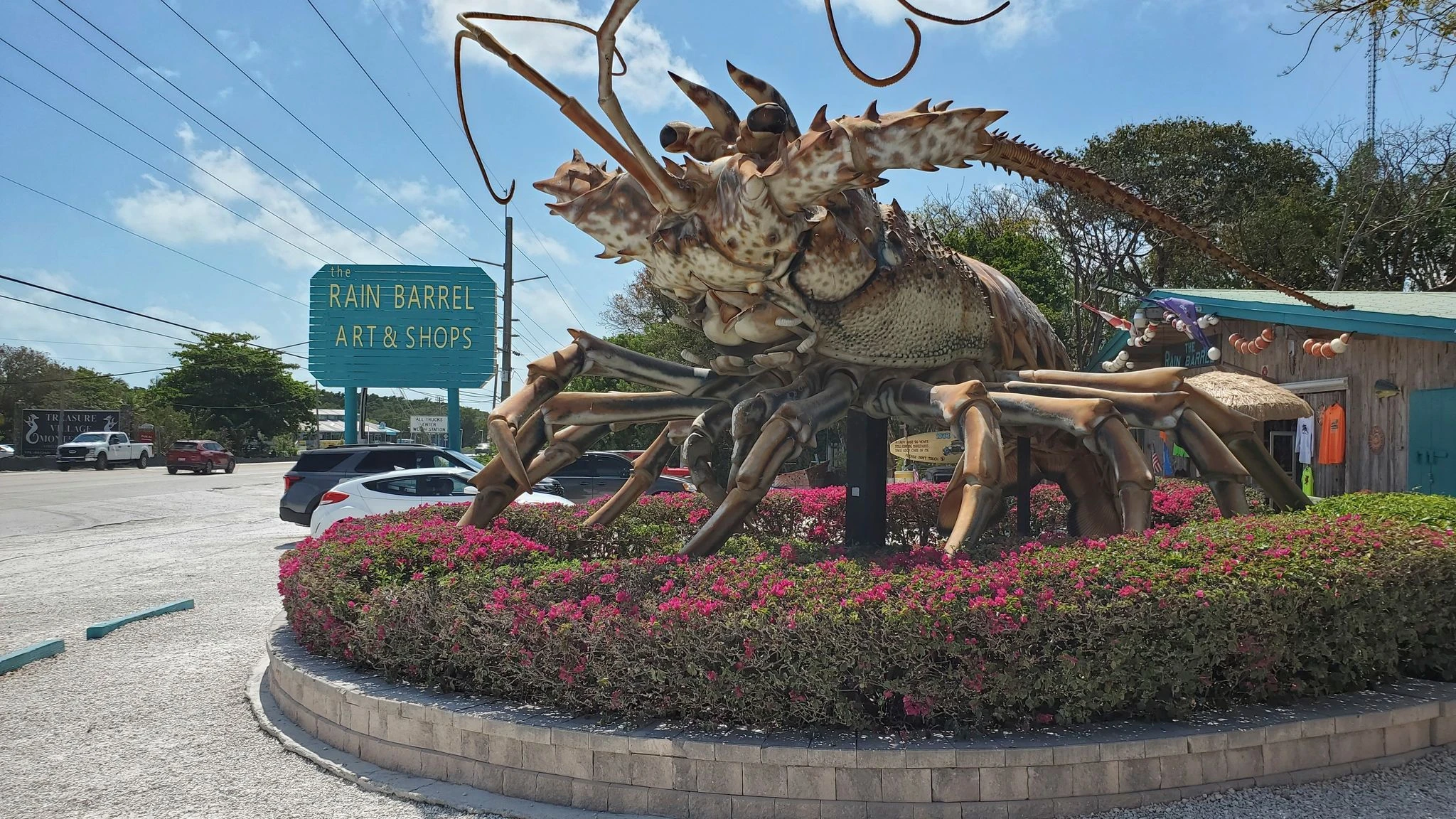 Rain Barrel Village gives visitors a taste of old Florida and a photo op with a giant lobster