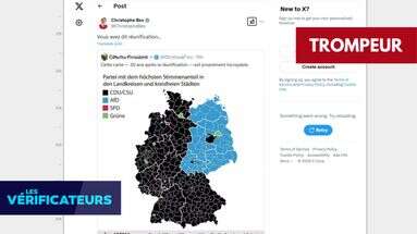 VÉRIF' - Élections en Allemagne : la carte du résultat montre-t-elle la même fracture est-ouest qu'avant la réunification ?