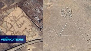 VÉRIF' - Ces étoiles de David tracées au sol sont-elles apparues à Gaza et en Iran ?