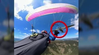 Un avion percute de plein fouet la voile d'une parapentiste autrichienne, les images édifiantes d'un drame évité de peu dans les airs