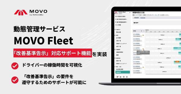 Hacobu、新機能でドライバー稼働時間を可視化…物流2024年問題