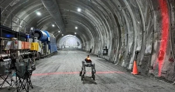 四足歩行ロボットがトンネル切羽で作業　ポケット・クエリーズと鴻池組が技術証明