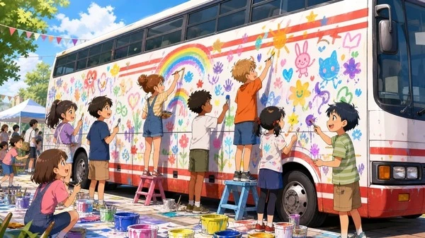 名鉄バス初の「お絵かきバス」、愛知こどもの国で開催　5月30日