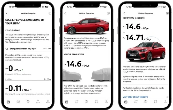 BMWとMINIのアプリ、CO2排出量をライフサイクル全体で表示する新機能を追加