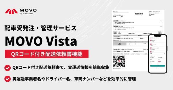 物流DXサービス「MOVO Vista」、QRコードで実運送情報収集を効率化…4月の法改正に先駆け