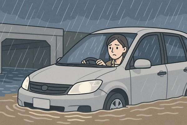 豪雨時のアンダーパス通行は危険　水圧・電装故障・車両浮上で脱出困難に