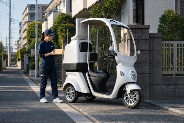 三輪電動バイク『EVデリバリー』がマイナーチェンジ、全長10cm延長で走行安定性を強化…59万9500円から