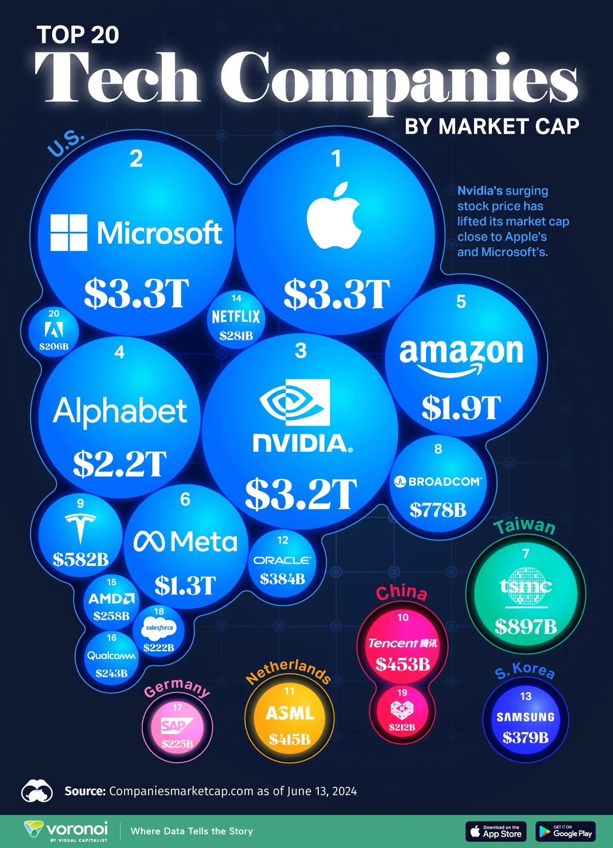 The 20 Biggest Tech Companies by Market Cap in 2024 [Infographic]
