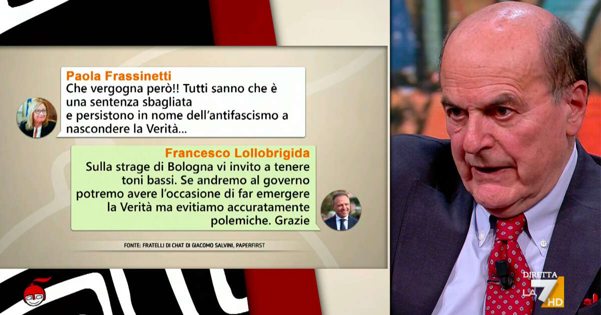 Chat di Fdi su strage di Bologna, la rabbia di Bersani: “Lollobrigida e gli altri si vergognino e si inchinino davanti alle vittime”. Su La7